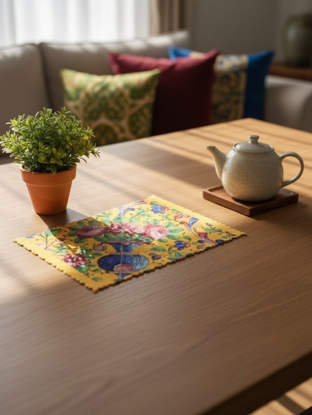 Yellow Floral Tapestry Placemat